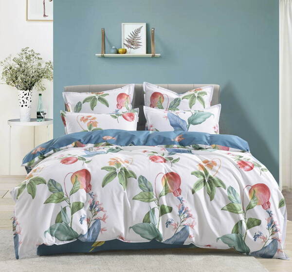 Постельное белье сатин Sofi De MarkO Филия синий, 1,5 сп.